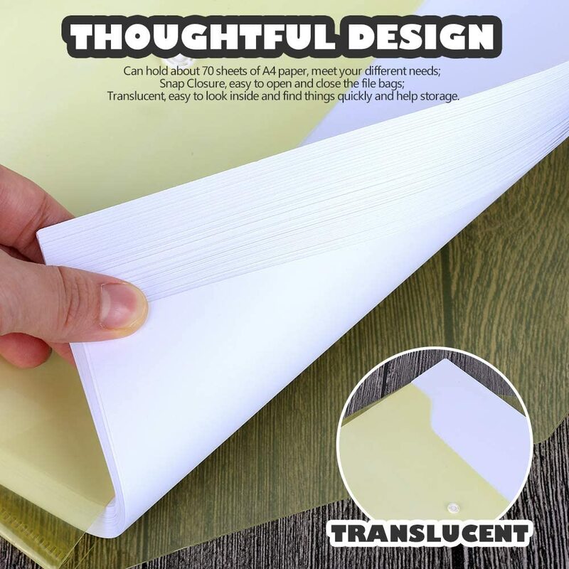 A4 Plastic Enveloppen Poly Enveloppen Duidelijke Bestand Tassen Document Mappen Organisatoren Met Snap Buttonin 6 Kleuren Briefpapier Gevallen
