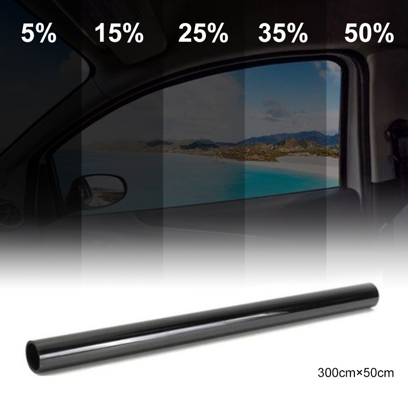Película de tinte para ventana de coche, rollo de vidrio negro oscuro de 5%-50%, protección Solar para ventanas de casa y coche de verano