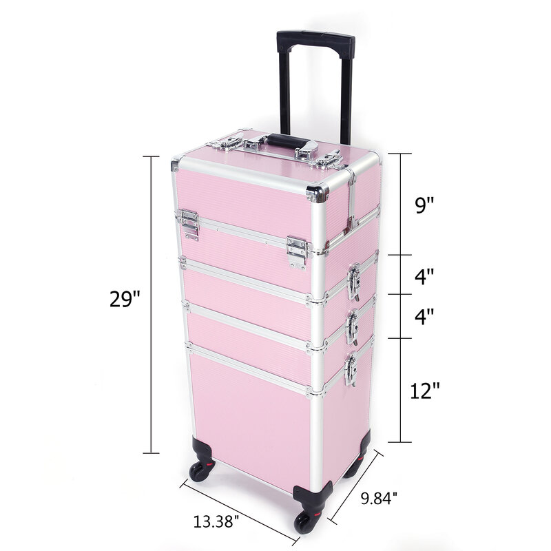 4 In 1 Aluminium Kosmetik Case Makeup Tato Kotak Pink190812315