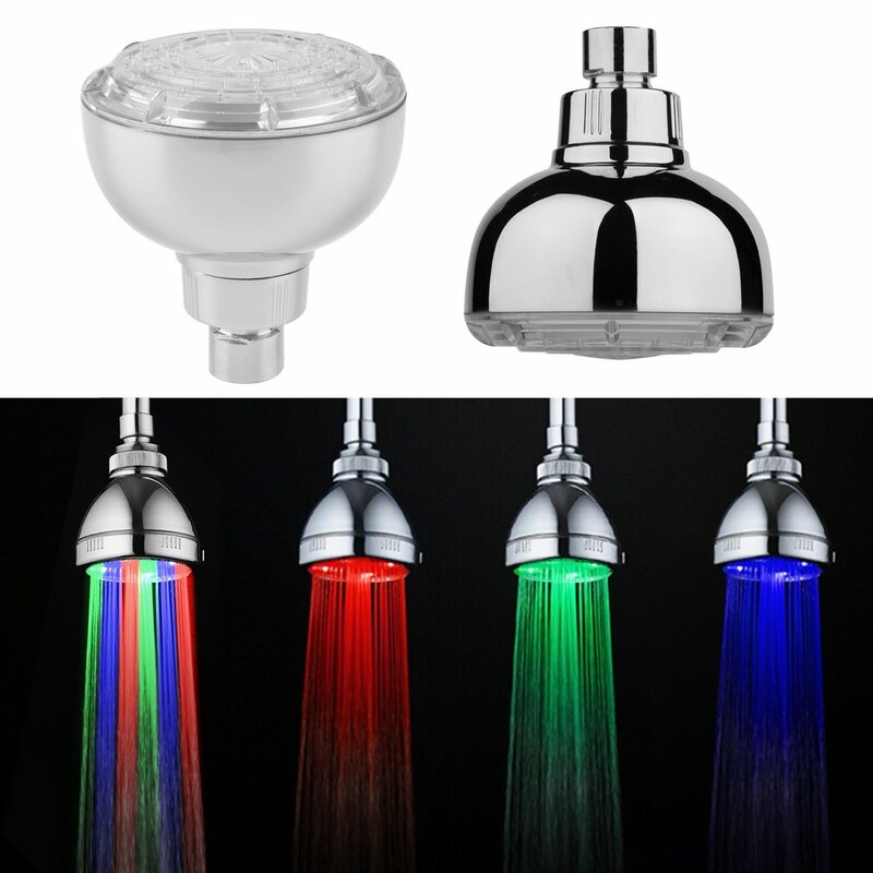 Lumière LED pommes de douche 7 couleurs changeant robinet salle de bain pomme de douche Portable bain sur-tête pulvérisateur LED arroseur
