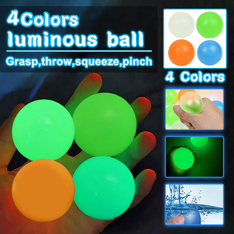 Boules Lumineuses Anti-Stress à Haut Rebond de 4,5 cm, Balles Collante, Brille Dans le Noir, pour Décoration de Fête, Cadeau pour Enfants, Jouet Contre l'Anxiété