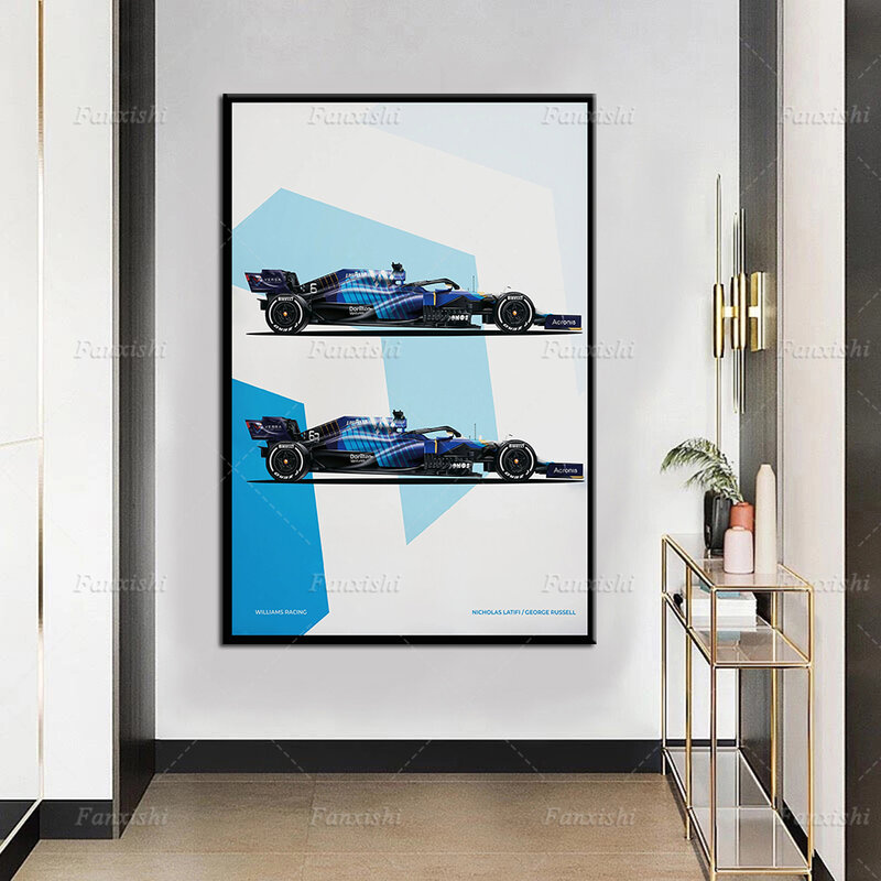 Современная модель F1 автомобиль Уильямс FW43B команда-искусство на стене Картина на холсте Hd Печать модульные картины Декор для дома и офиса подарок мужчине