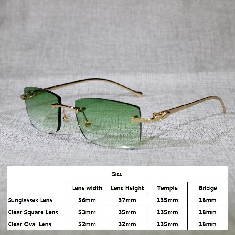 Vintage sem aro óculos de sol leopard gafas retro tons de óculos para a condução clara óculos de leitura quadro 166