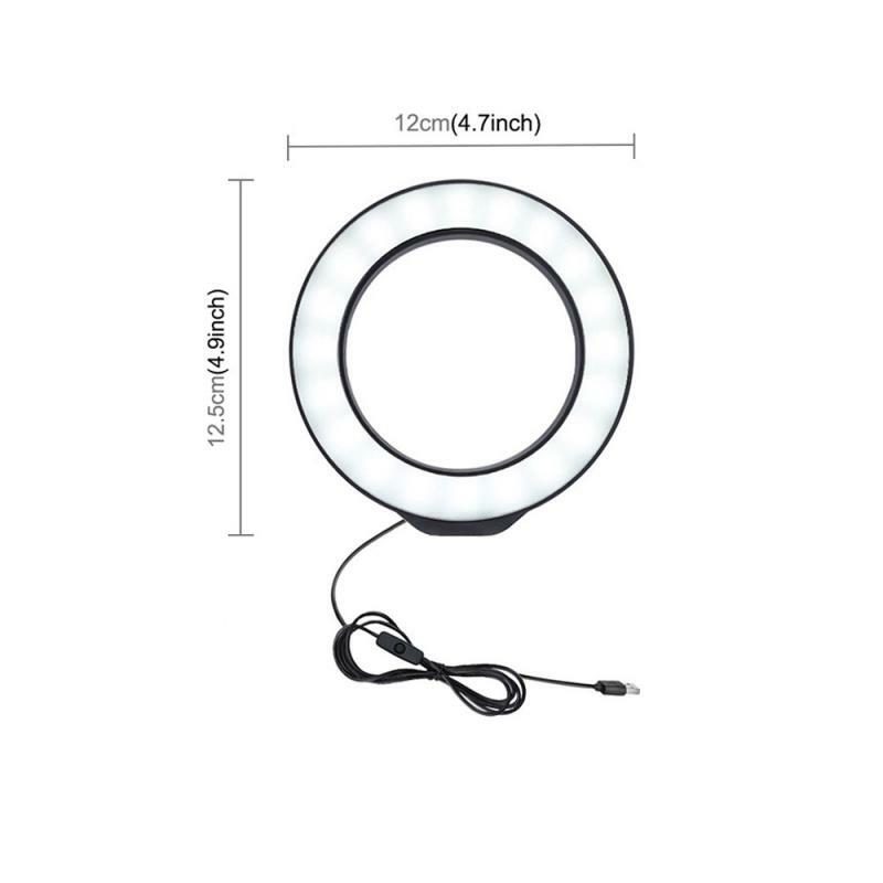 4.7 Inch 12cm USB Dimmable LED Selfie Ring Light Camera Phone Photography Video Makeup Lamp With Tripod Or Round Backet
