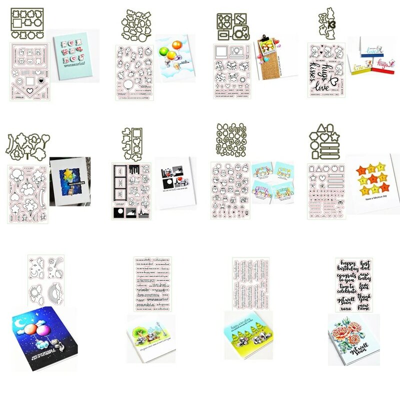 Matrices de découpe en métal, mots animaux cœur et timbres transparents et clairs pour bricolage, cartes d'album Scrapbooking, nouveau 2020
