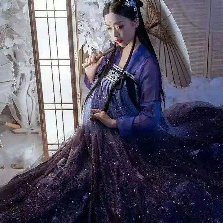 Gaun Hanfu Ungu Wanita Tradisional Tiongkok 2021 Gaun Peri Tiongkok Pakaian Hanfu Ungu Kostum Kuno Tiongkok Dinasti Tang