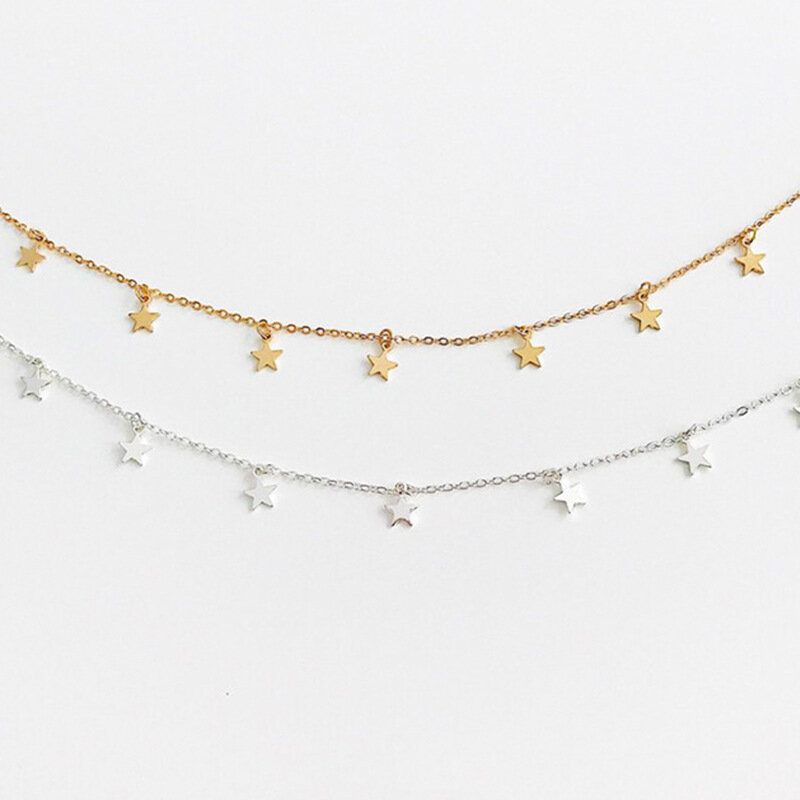 Trendy Star Choker Necklaces For Women Girls Elegant Wedding Party Fashion Jewelry Choker Chain Necklaces Star Charms