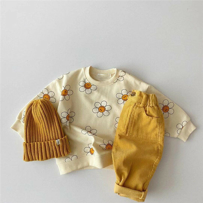 EnkeliBB-Sudadera de algodón de manga larga para bebé, ropa para Parte Superior Femenina, con bonito patrón de flores, 6M, 9M, 12M, otoño y primavera
