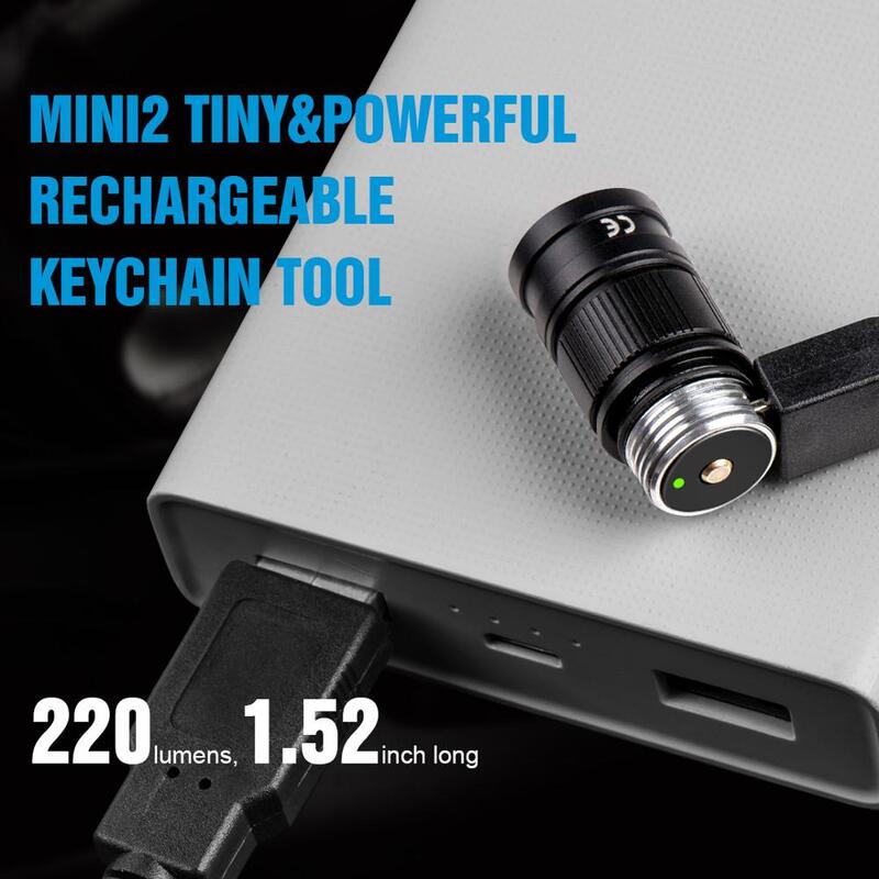 Trustfire Mini2 Mini LED ไฟฉายพวงกุญแจ USB 250Lumens พ็อกเก็ต IPX8 EDC แบบพกพาไฟฉายโคมไฟ