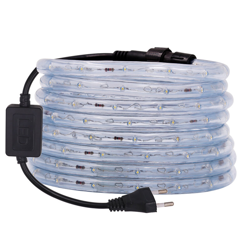 Tira de luces LED de neón, 220V, cuerda redonda de dos cables, 36LED/M, cinta LED Flexible, resistente al agua, RGB, enchufe europeo para Decoración