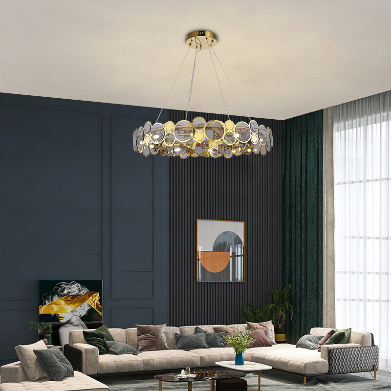 Postmodern Luxury LED Chandelier For Living Dining Room Bedroom Simple Fixtures Restaurant Clothing Store New Glass Hanging Lamp