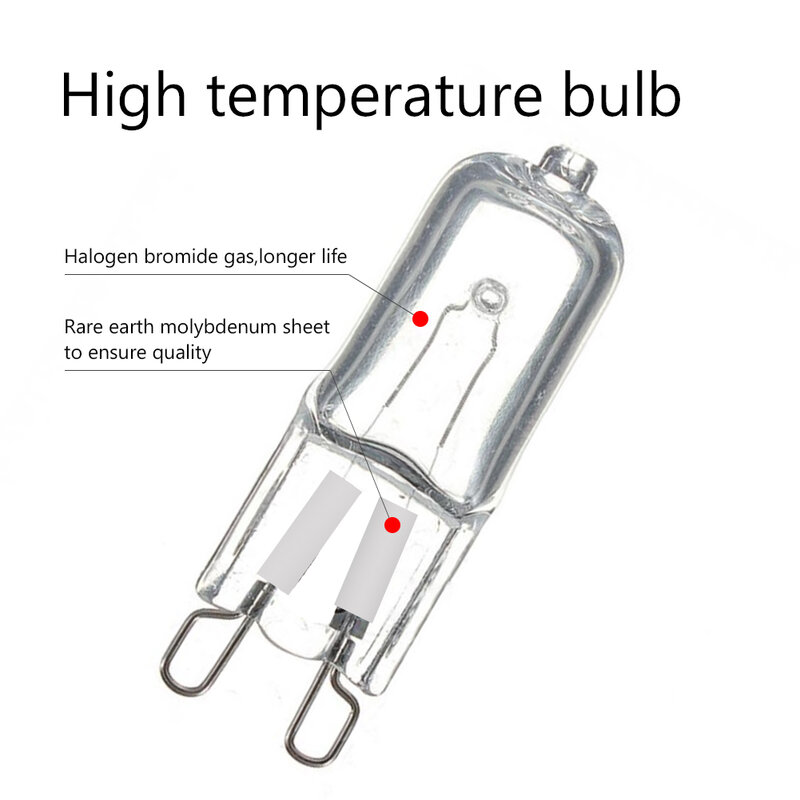 Bombilla halógena resistente a altas temperaturas para horno, lámpara de 20W, 25W, 40W, 60W, G9, G9, 220V, 230V, 10 unidades
