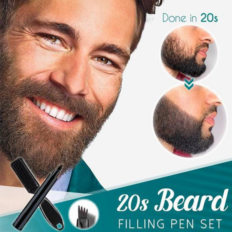 Lápiz y cepillo para arreglar Barba, utensilio multiusos de 4 puntos, resistente al agua, para colorear y dar forma a la barba, envío directo