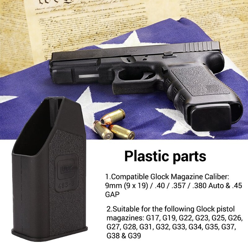 นิตยสารยุทธวิธีปืนพก Speed Loader ขนาด9มม.40 .357 .45 .380 GAP Mags คลิปคลิปสำหรับ Glock นิตยสารอุปกรณ์ล่าสัตว์