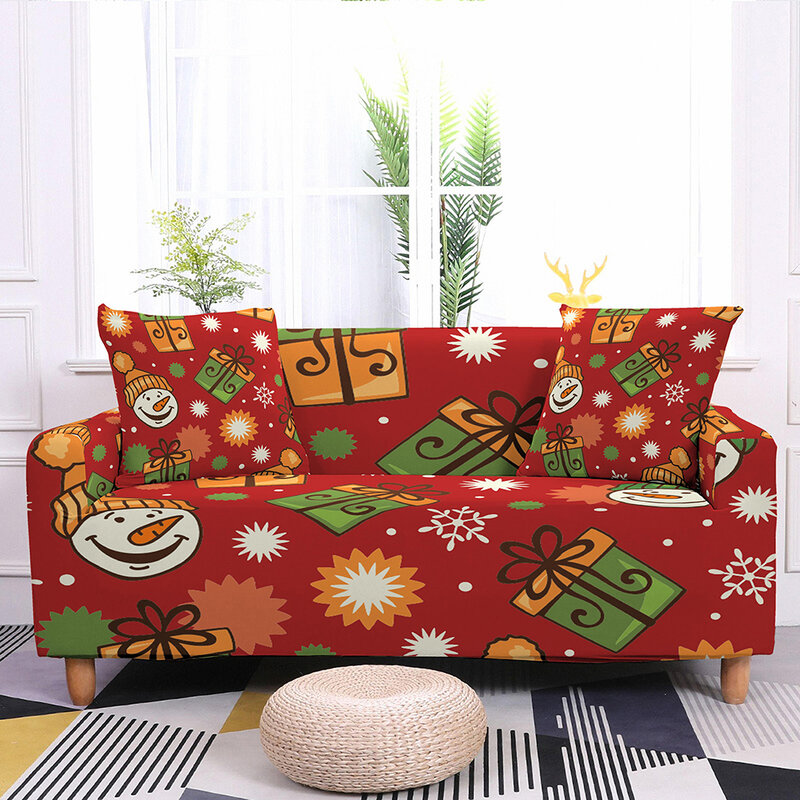 Cubierta de sofá de Navidad Funda elástica de sofá para sala de estar Funda de sofá de esquina seccional Cubierta de sofá de deslizamiento elástico Protector de sofá de 1-4 plazas