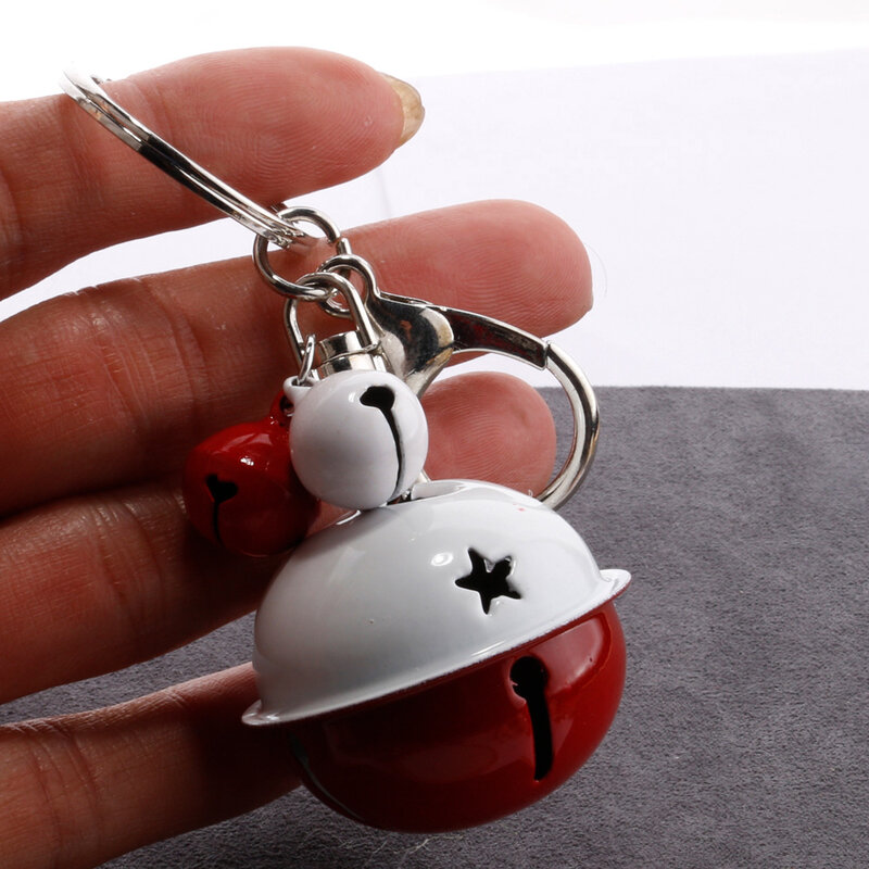 Creative Metal Candy Color Ball bell keychain Car Key Ring Bag Pendant Christmas Decor Pendant Hanging Christmas Tree  DIY Gift