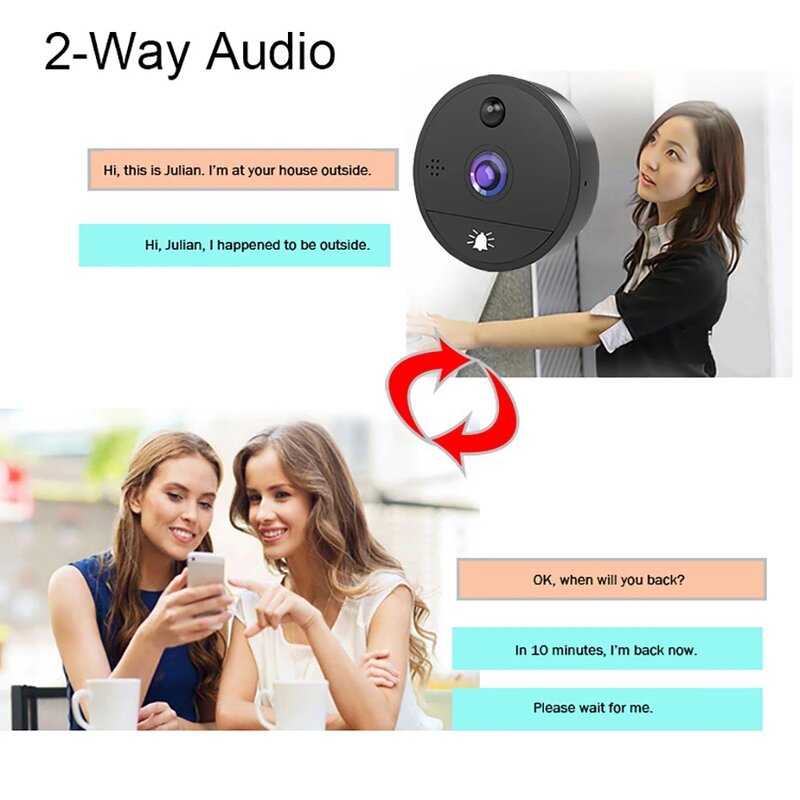 1080P Tuya Smart Peephole Camera WiFi Video Doorbell Wide Angle Motion Detection Night Vision Door Viewer for Home