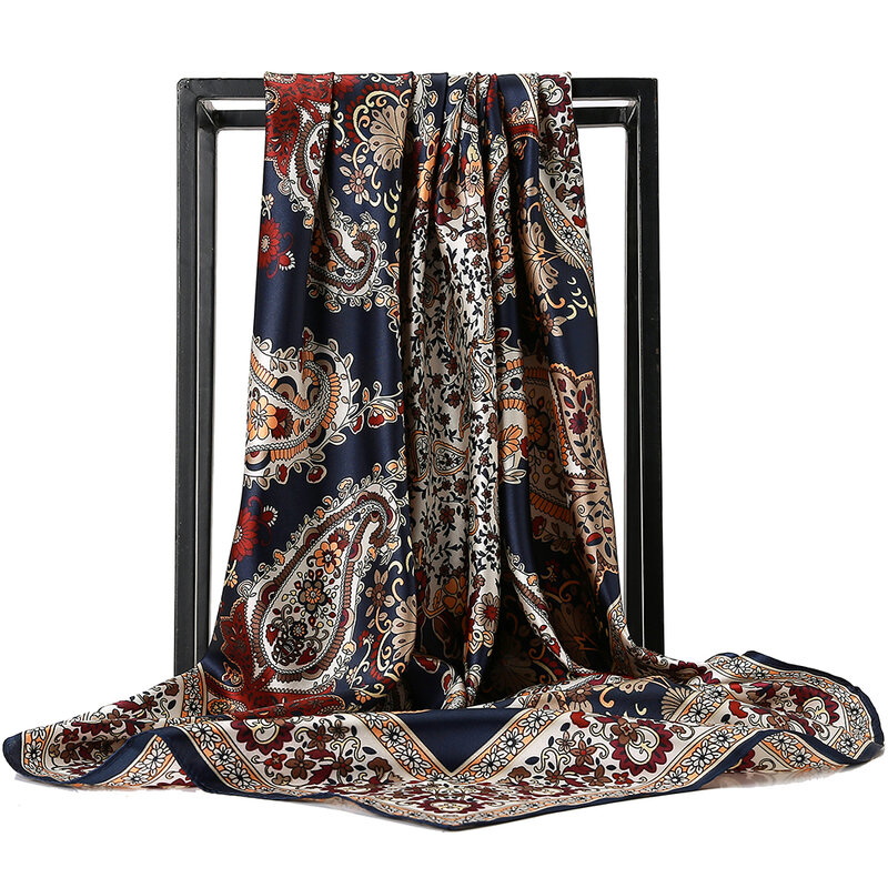 Bufanda de seda de morera para mujer, pañuelo de lujo de alta calidad, a la moda, 90x90cm, ponch, novedad de otoño, 2021
