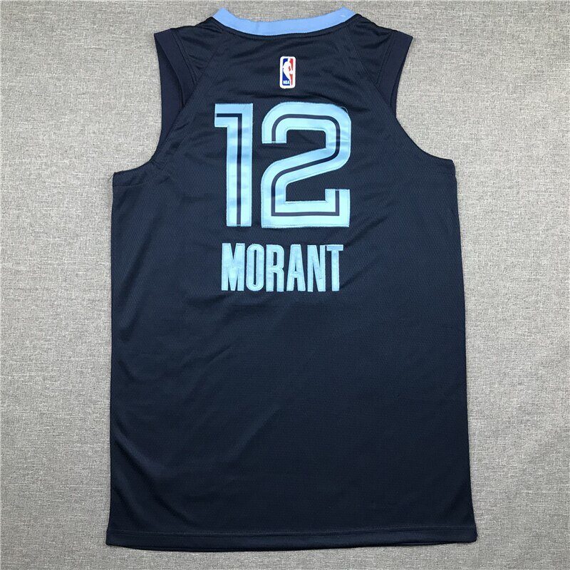 NBA 남자 멤피스 그리즐리 #12 Ja Morant Basketball Jerseys 딥 블루 유니폼