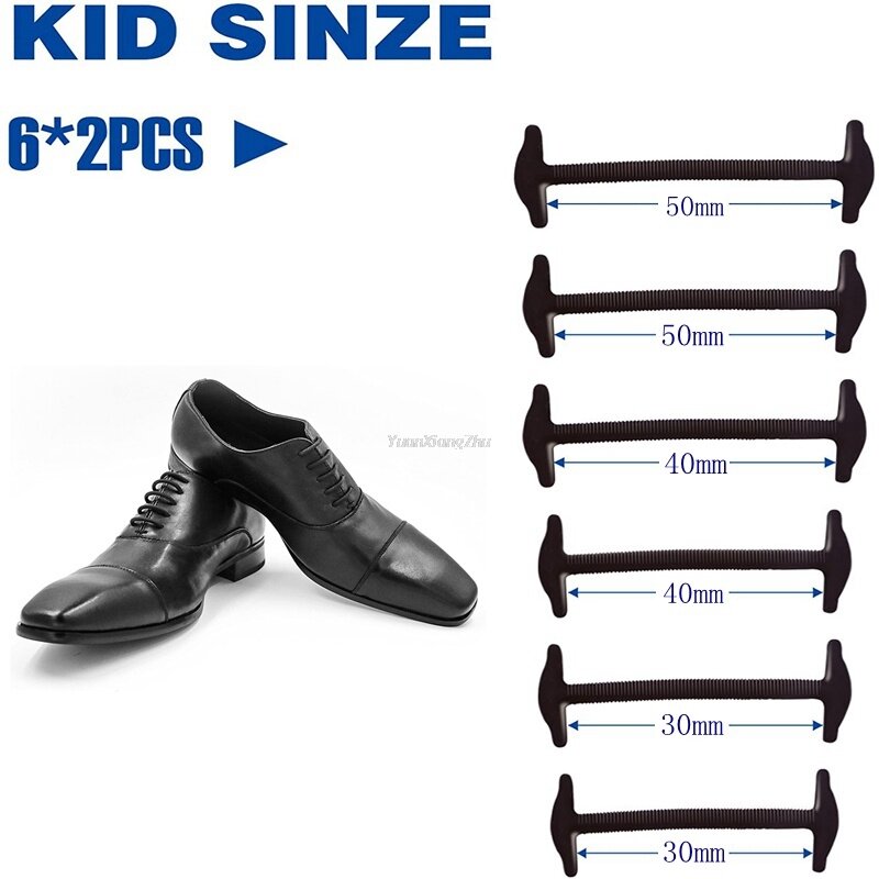 Cordones elásticos de silicona sin atar para zapato de piel de hombre, zapatillas con cordones para cordones, 12 unids/set de Cordones redondos, talla única