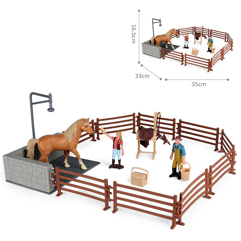 Neue Simulation Pferd Tiere Bauernhof Horseman Pferd waschen szene Action Figure PVC Emulational Modell Schule Projekt Spielzeug Kinder Geschenk