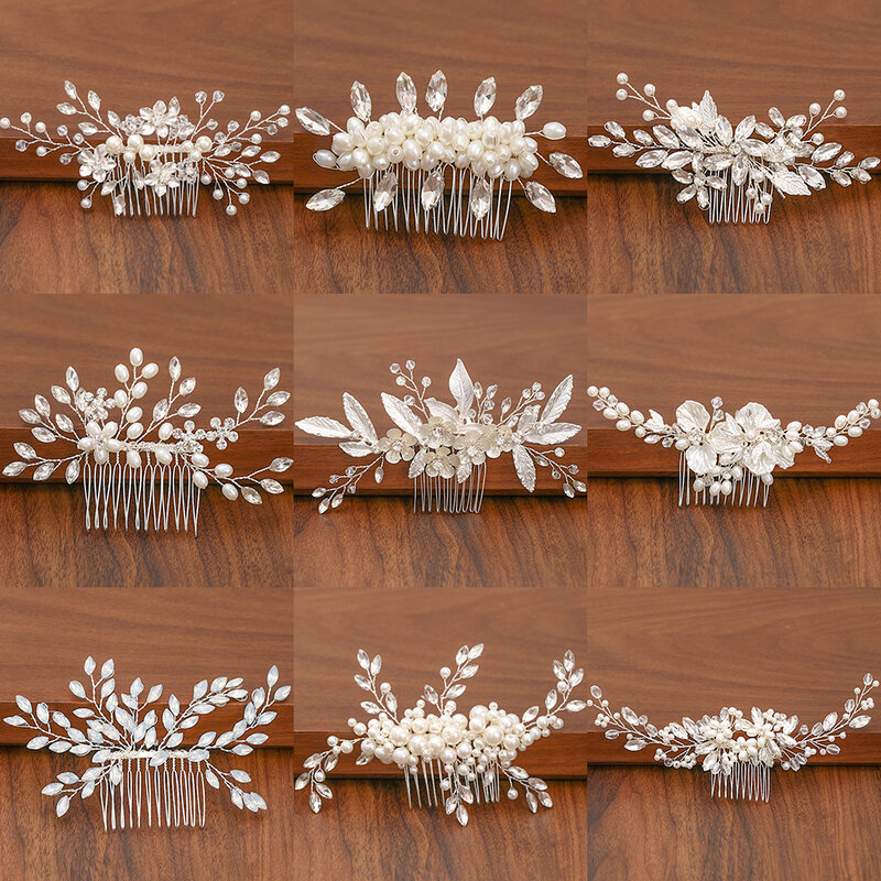 Свадебные гребни Стразы серебряного цвета с жемчугом аксессуары для волос для женщин аксессуары для волос украшения для волос ювелирные изделия свадебный головной убор