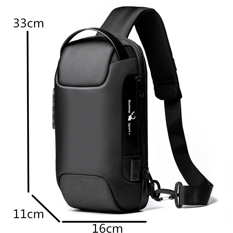 Men's Waterproof Oxford Multifunction Crossbody Bag Anti-theft Messenger Chest Pack Shoulder Bags Short Trip Bag  For Male