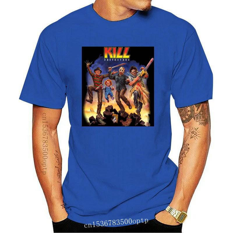 Camiseta negra UNISEX de KILL DESTROYERS, serie KILLERS KISS PARODY, PH86