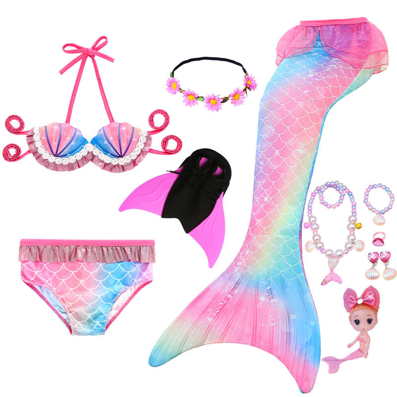 2021 NEW!Children Mermaid Tail with Monofin Kids Girls Costumes Swimming Mermaid Tail Mermaid Swimsuit Flipper for girls