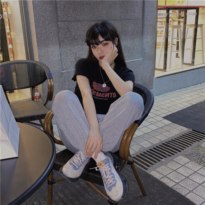Las mujeres de manga corta 2021 nuevo verano coreano Chic de madera Retro oído impreso camiseta Casual versátil Slim-Fit superior