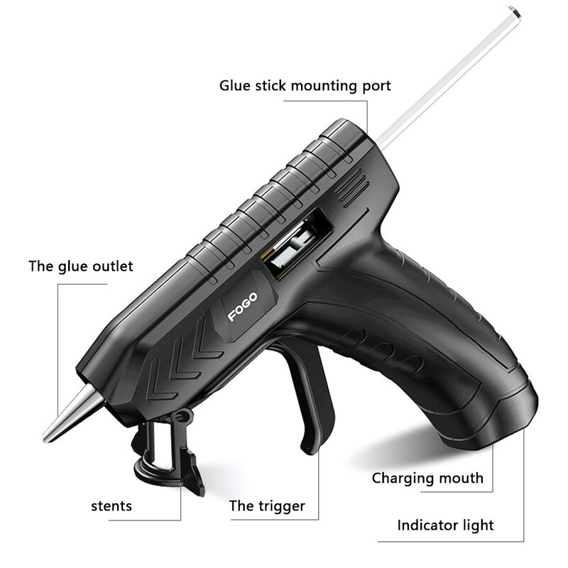 Pistola de cola quente sem fio, com cola, usb, recarregável, temperatura, ferramenta, artesanato, faça você mesmo, kits de ferramentas