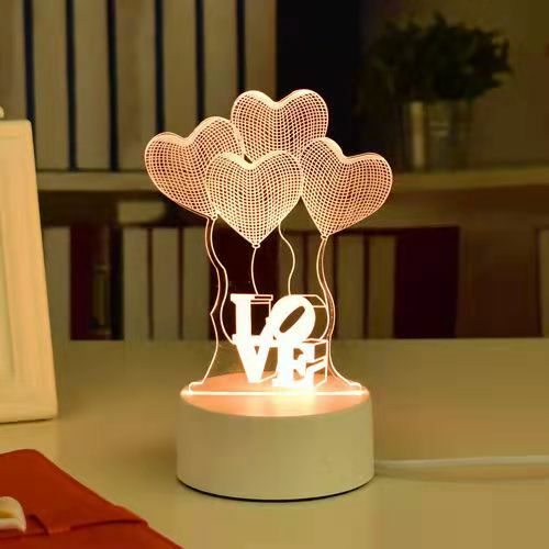 Lámpara Led de acrílico 3D romántica para el hogar, luz de noche, decoración para fiesta de cumpleaños, mesita de noche para el Día de San Valentín