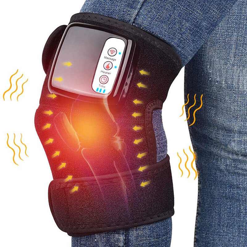 Heated and Vibration Knee Massager Brace Wrap, Electric Heating Vibration Knee Joint Pad Brace Massage Therapy Legs Massager