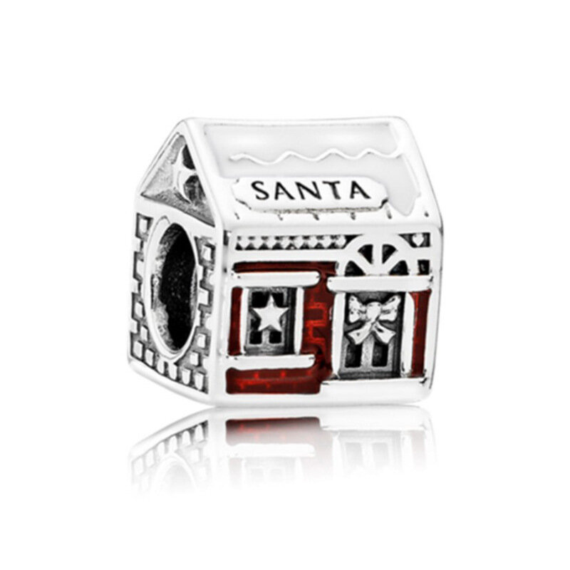 Gorąca sprzedaż 925 pudełko na prezenty pod choinkę dom skarpety świąteczne koraliki charm w stylu fit oryginalny bransoletka Pandora wisiorek naszyjnik biżuteria