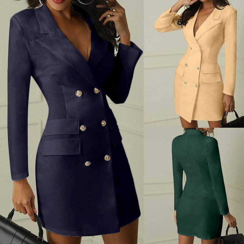 Costume de bureau pour femmes, blazer, Double boutonnage, bouton devant, Style militaire, manches longues, livraison gratuite, Z4