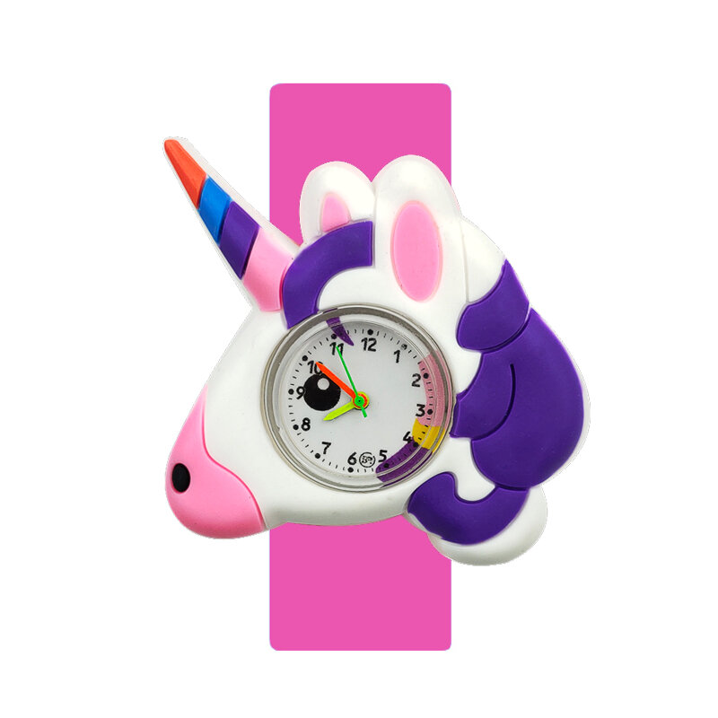 Bonito Reloj de dibujos animados para niñas, juguete de unicornio/poni de alta calidad, relojes de Slap para niños, regalo de Navidad para bebés