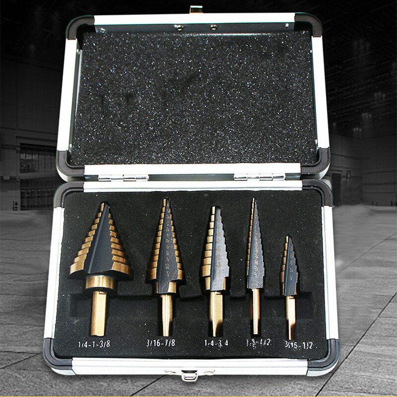 5PCS/set Cobalt Multiple Hole 50 Sizes Step Drill Bit Set Tools Aluminum Case Metal Drilling Tool for Metal Wood Step Cone Drill