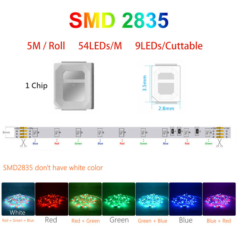 LED 스트립 빛 12V 유연한 RGB 테이프 램프 5M 10M 15M 20M 2835 5050 방수 다이오드 리본 원격 제어 장식 백라이트