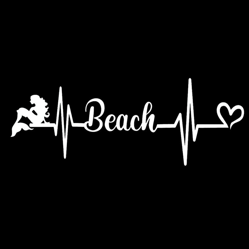 CMCT Stiker Anti Air Kaca Jendela Putri Duyung Laut Pantai Cinta Liveline Detak Jantung Bagian Otomatis 25Cm-16Cm