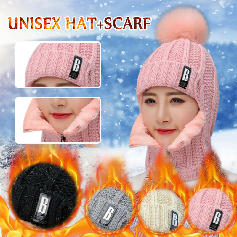 2021 feminino curto malha chapéu cachecol pescoço mais quente inverno quente pom pom boné à prova de vento cachecóis meninas proteção orelha pescoço cachecol chapéu