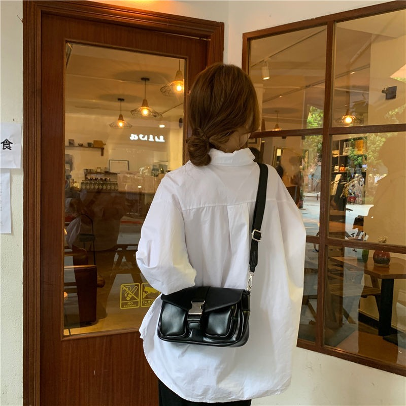 Xiuya – sac à bandoulière Style motard pour femmes, sac coréen solide en cuir PU, sac à Double poche avec porte-monnaie portefeuille pour dames, 2021