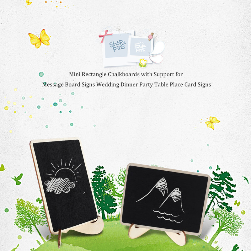 10pcs Mini Rectangle Chalkboards with Support for Message Board Signs Wedding Dinner Party Table Place Signs
