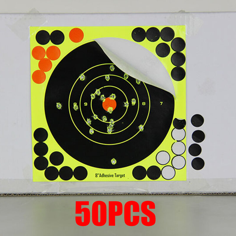 50pcs 대상 연습 반응성 글로우 Shoting Rifle Florescent Papers 접착제 반응성 사격 대상 시력 촬영 액세서리