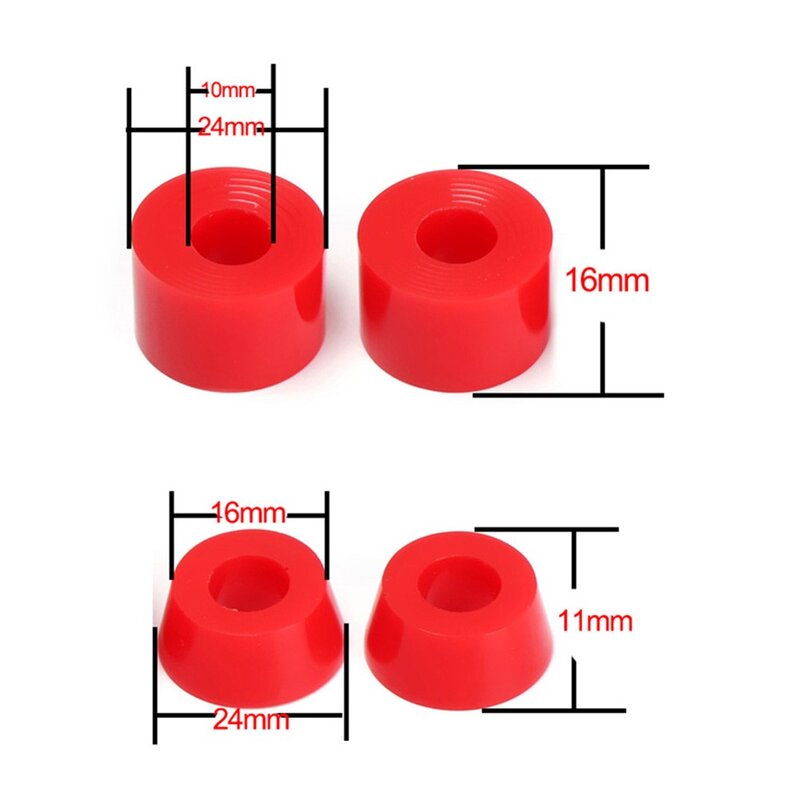 4 Pcs Universal Skateboard Truck Rebuild Kit Bushing Washers Pivot Cups PU Skateboard Shock Absorbers Shock Pad Part Accessories