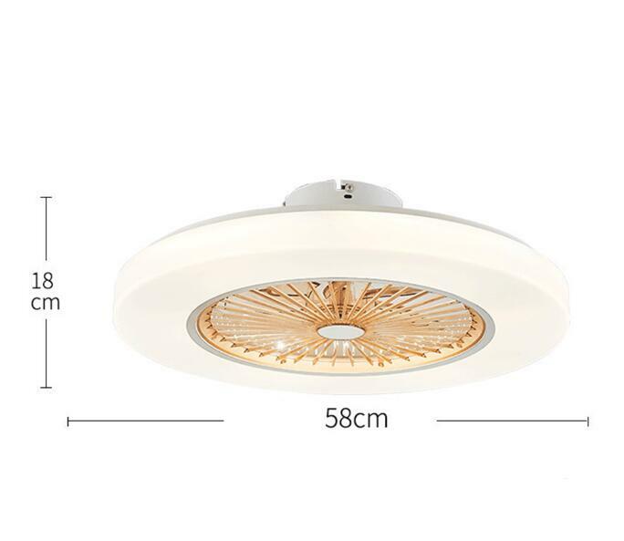 Plafonnier LED avec ventilateur intégré et télécommande, design moderne, avec hélices invisibles, lumière à intensité réglable, luminaire décoratif de plafond, 58 cm, 72 W, 110/220V
