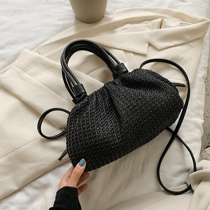 Aaby-여성을 위한 새로운 패션 밀짚 핸드백, 고품질 숙녀 어깨 여름 해변 가방, 2021