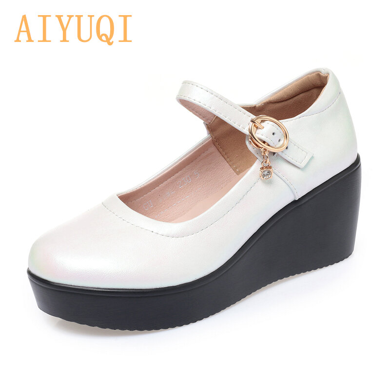 AIYUQI-zapatos de plataforma de piel auténtica para mujer, calzado sencillo de piel auténtica, de boca baja, a la moda, 2022