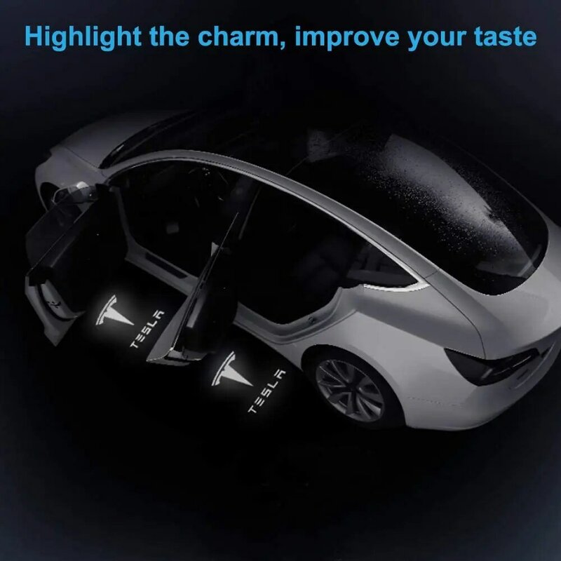 2 pezzi modello 3 Y S X LED Puddle Lights Car Logo proiettore porta passo accessori luce luci interne 2 pezzi accessori auto