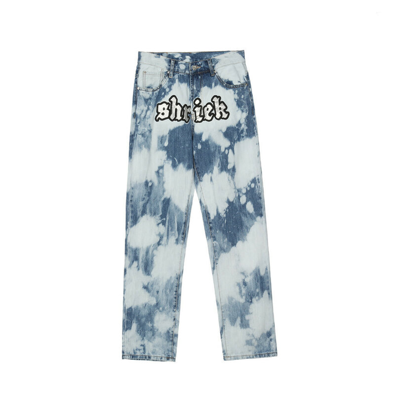 Pantalones vaqueros con bordado de letras para Hombre, Jeans de Hip-Hop, sueltos y rectos, estilo Punk, a la Moda, 2021