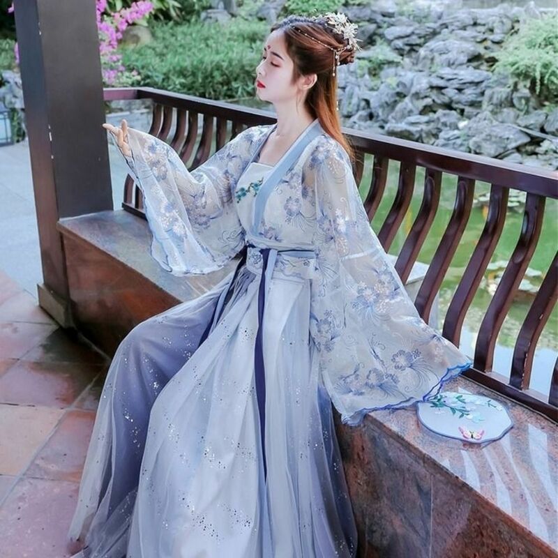 2021 novo hanfu terno feminino flor deus fu canghai fu cintura bordado saia hanfu feminino